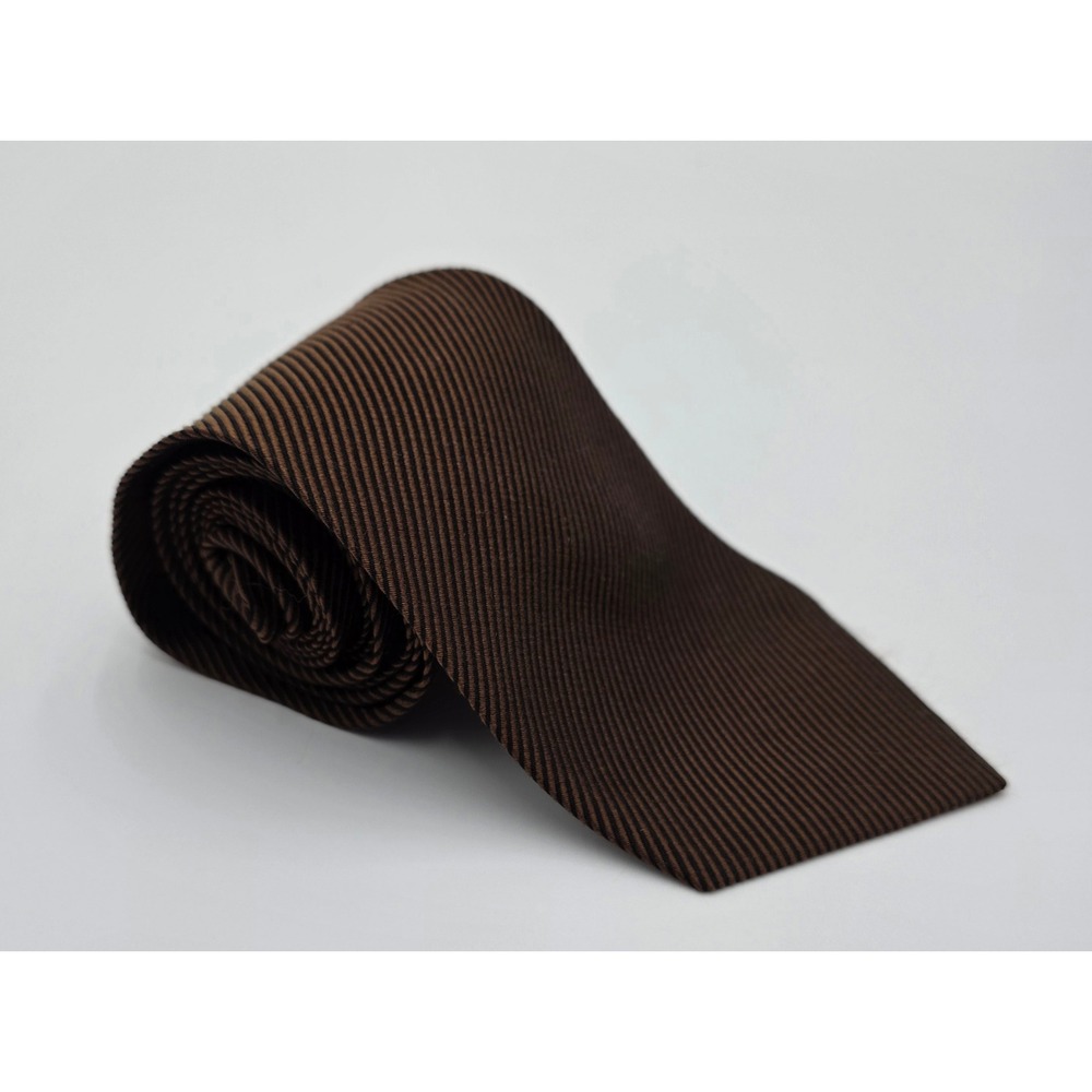 Jil Sander Silk Striped Tie Brown Made in Italy Mens Fashion‎ Accessory